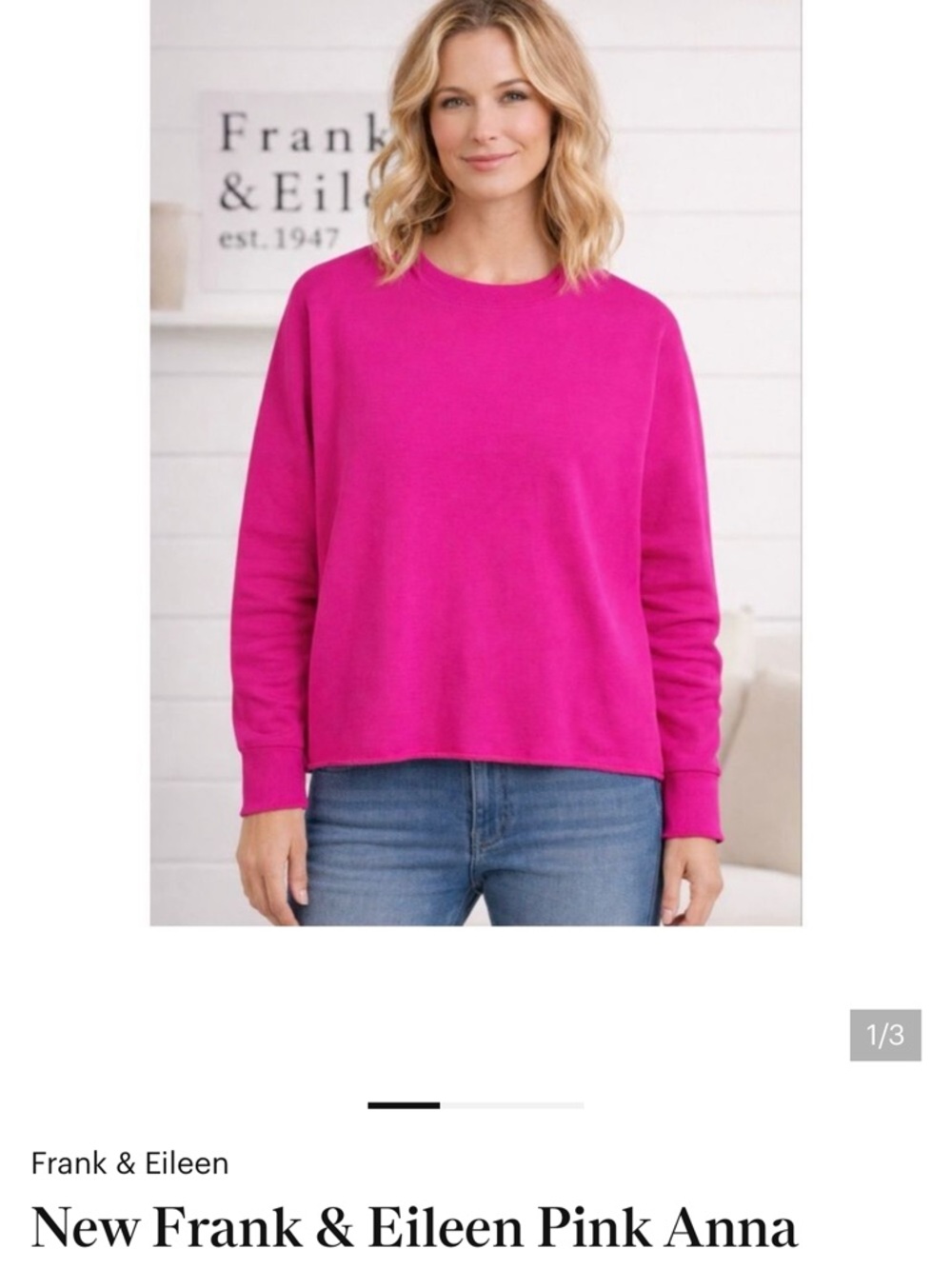 Brand New From Frank and Eileen Anna M triple fleece sweatshirt Bubblegum Pink - Picture 4 of 8
